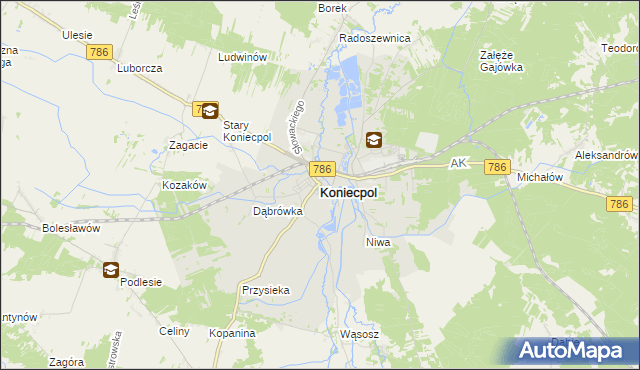 mapa Koniecpol, Koniecpol na mapie Targeo