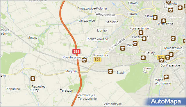 mapa Konopnica powiat lubelski, Konopnica powiat lubelski na mapie Targeo