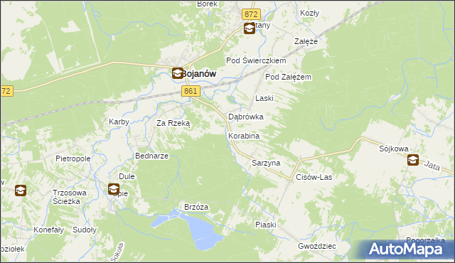 mapa Korabina, Korabina na mapie Targeo
