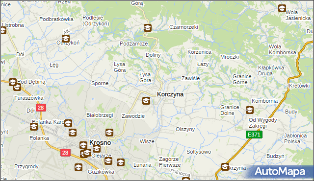 mapa Korczyna powiat krośnieński, Korczyna powiat krośnieński na mapie Targeo