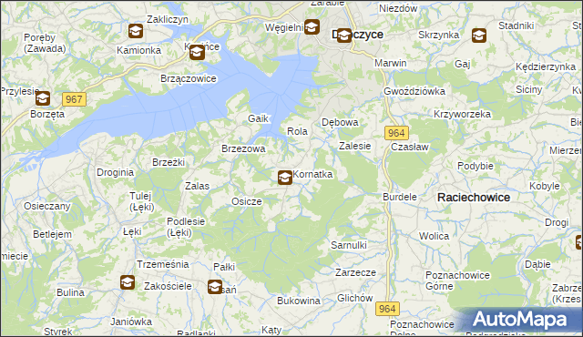 mapa Kornatka gmina Dobczyce, Kornatka gmina Dobczyce na mapie Targeo