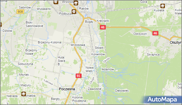 mapa Korwinów, Korwinów na mapie Targeo