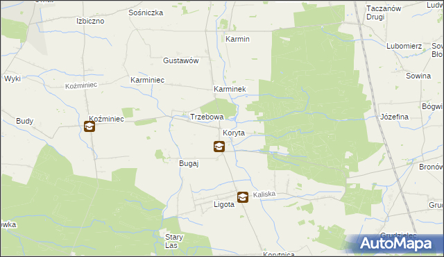 mapa Koryta gmina Raszków, Koryta gmina Raszków na mapie Targeo