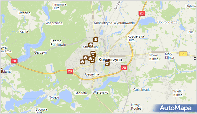 mapa Kościerzyna, Kościerzyna na mapie Targeo