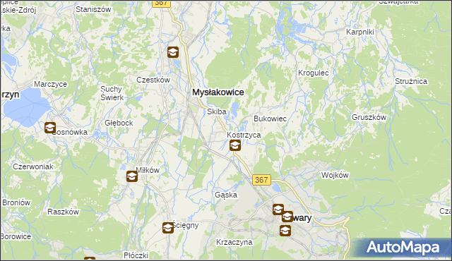 mapa Kostrzyca, Kostrzyca na mapie Targeo