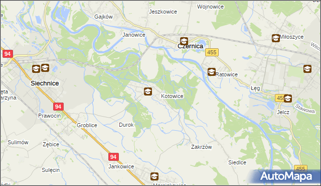 mapa Kotowice gmina Siechnice, Kotowice gmina Siechnice na mapie Targeo