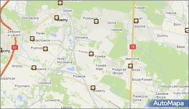 mapa Kowala gmina Sitkówka-Nowiny, Kowala gmina Sitkówka-Nowiny na mapie Targeo