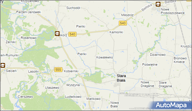 mapa Kowalewko gmina Stara Biała, Kowalewko gmina Stara Biała na mapie Targeo