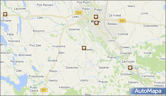 mapa Kowalki gmina Rypin, Kowalki gmina Rypin na mapie Targeo