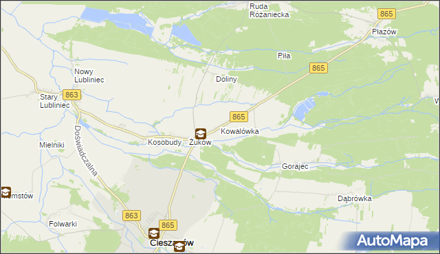 mapa Kowalówka gmina Cieszanów, Kowalówka gmina Cieszanów na mapie Targeo