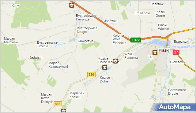 mapa Kozice Dolne-Kolonia, Kozice Dolne-Kolonia na mapie Targeo