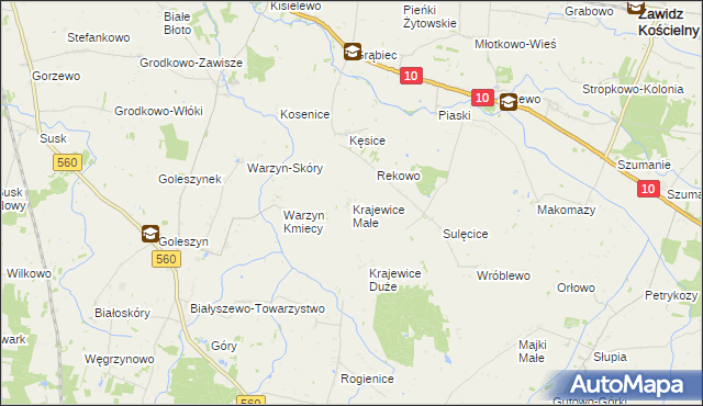 mapa Krajewice Małe, Krajewice Małe na mapie Targeo