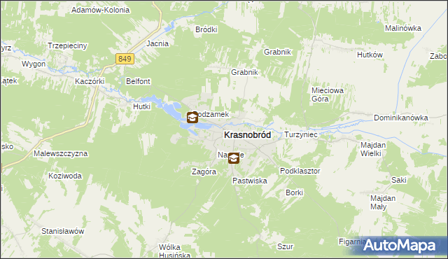 mapa Krasnobród, Krasnobród na mapie Targeo