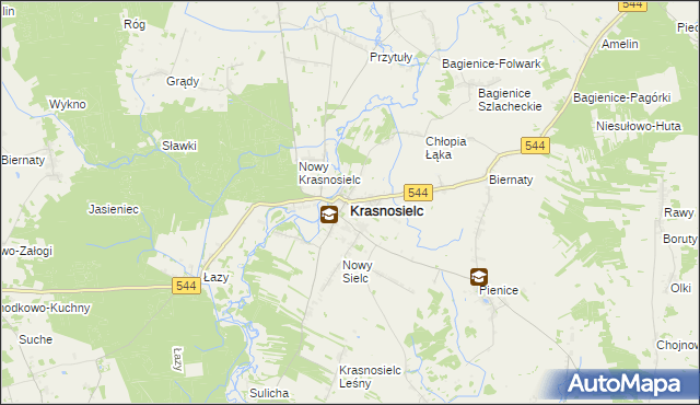 mapa Krasnosielc, Krasnosielc na mapie Targeo