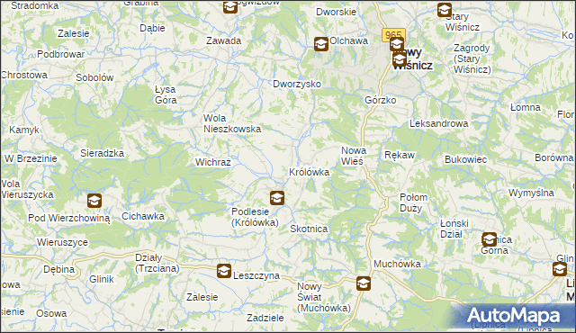 mapa Królówka gmina Nowy Wiśnicz, Królówka gmina Nowy Wiśnicz na mapie Targeo