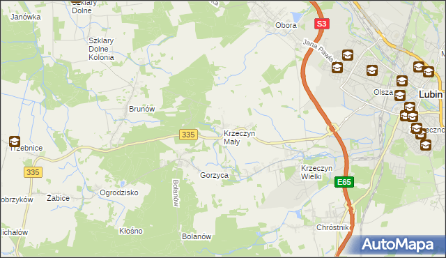 mapa Krzeczyn Mały, Krzeczyn Mały na mapie Targeo