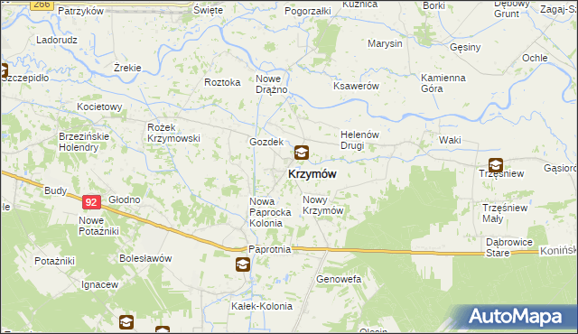 mapa Krzymów powiat koniński, Krzymów powiat koniński na mapie Targeo