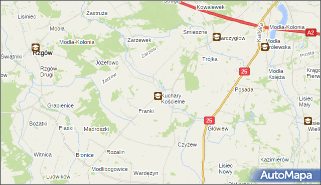 mapa Kuchary Kościelne, Kuchary Kościelne na mapie Targeo