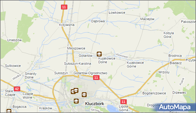 mapa Kujakowice Dolne, Kujakowice Dolne na mapie Targeo