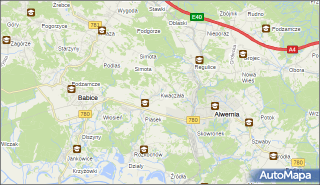 mapa Kwaczała, Kwaczała na mapie Targeo