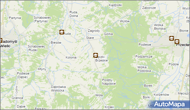 mapa Łączki Brzeskie, Łączki Brzeskie na mapie Targeo