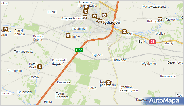 mapa Łączyn, Łączyn na mapie Targeo