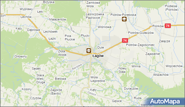 mapa Łagów powiat kielecki, Łagów powiat kielecki na mapie Targeo