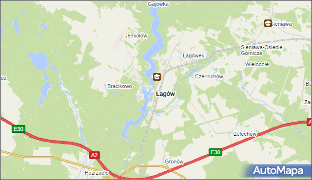 mapa Łagów powiat świebodziński, Łagów powiat świebodziński na mapie Targeo