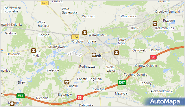 mapa Łask, Łask na mapie Targeo