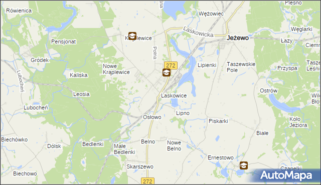 mapa Laskowice gmina Jeżewo, Laskowice gmina Jeżewo na mapie Targeo