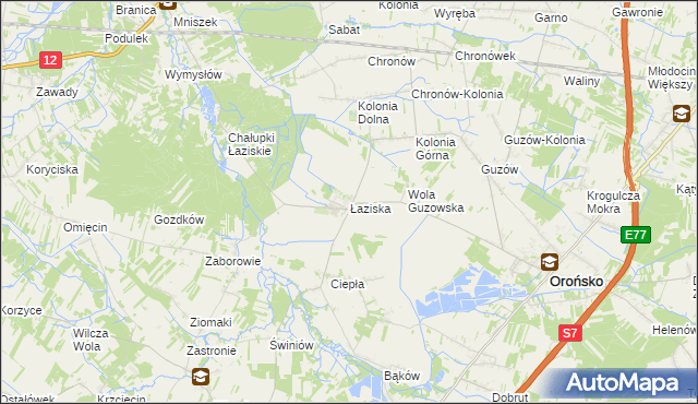 mapa Łaziska gmina Orońsko, Łaziska gmina Orońsko na mapie Targeo