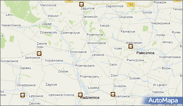 mapa Lelowice, Lelowice na mapie Targeo