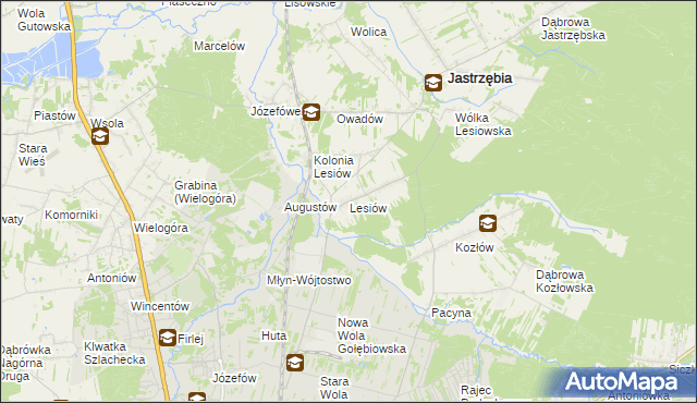 mapa Lesiów, Lesiów na mapie Targeo