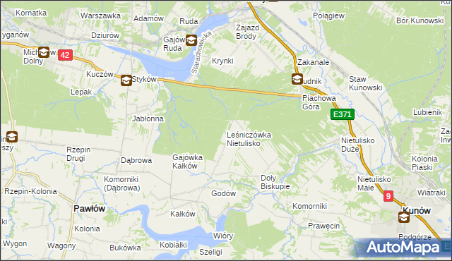 mapa Leśniczówka Nietulisko, Leśniczówka Nietulisko na mapie Targeo