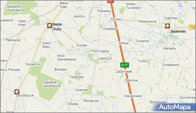 mapa Lewiczyn gmina Belsk Duży, Lewiczyn gmina Belsk Duży na mapie Targeo