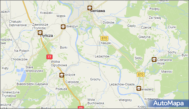 mapa Leżachów, Leżachów na mapie Targeo
