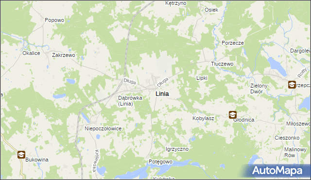 mapa Linia powiat wejherowski, Linia powiat wejherowski na mapie Targeo