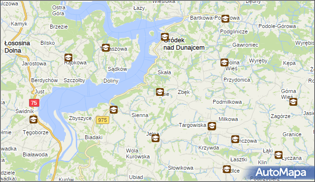 mapa Lipie gmina Gródek nad Dunajcem, Lipie gmina Gródek nad Dunajcem na mapie Targeo