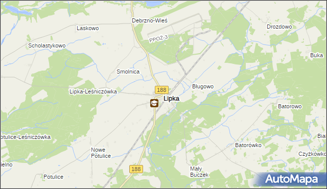 mapa Lipka powiat złotowski, Lipka powiat złotowski na mapie Targeo