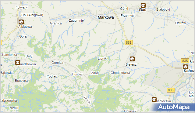 mapa Lipnik gmina Kańczuga, Lipnik gmina Kańczuga na mapie Targeo