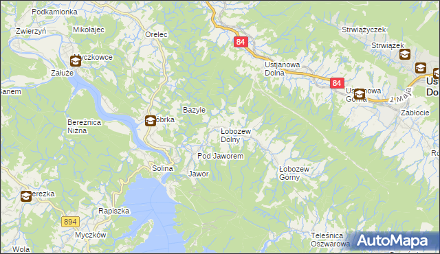 mapa Łobozew Dolny, Łobozew Dolny na mapie Targeo