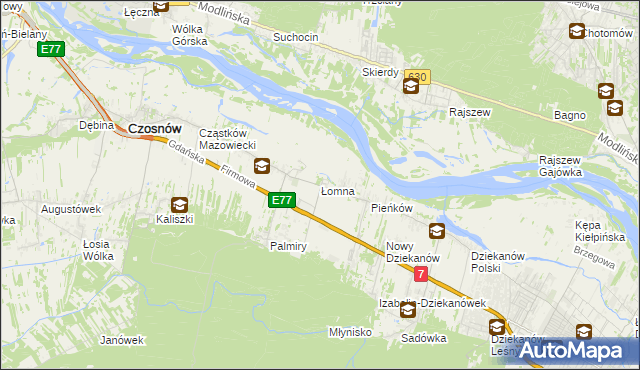 mapa Łomna gmina Czosnów, Łomna gmina Czosnów na mapie Targeo