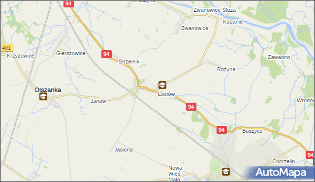 mapa Łosiów, Łosiów na mapie Targeo