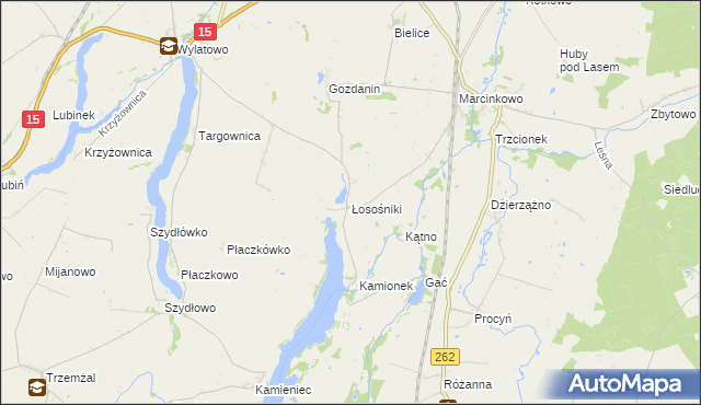 mapa Łosośniki gmina Mogilno, Łosośniki gmina Mogilno na mapie Targeo