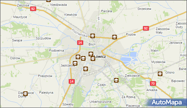 mapa Łowicza, Łowicz na mapie Targeo