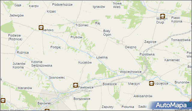 mapa Łowinia, Łowinia na mapie Targeo