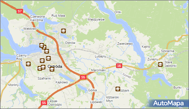 mapa Lubajny, Lubajny na mapie Targeo