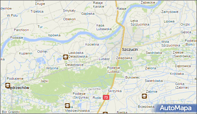 mapa Lubasz gmina Szczucin, Lubasz gmina Szczucin na mapie Targeo