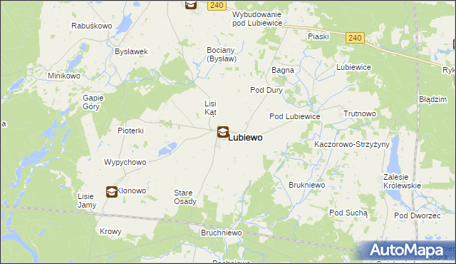 mapa Lubiewo powiat tucholski, Lubiewo powiat tucholski na mapie Targeo