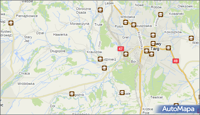 mapa Ludźmierz, Ludźmierz na mapie Targeo